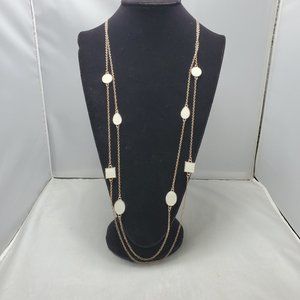 Coral Bay Rose Gold Tone & White Enamel Long Necklace White/rose Gold Tone